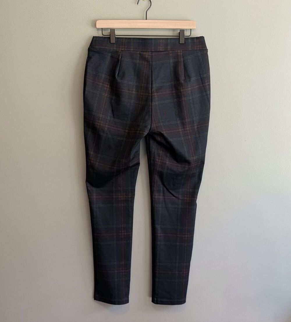 Tommy Hilfiger Womens Pants Size 12 Plaid Stretch Pull On Slim Leg Trousers Navy - Picture 4 of 7